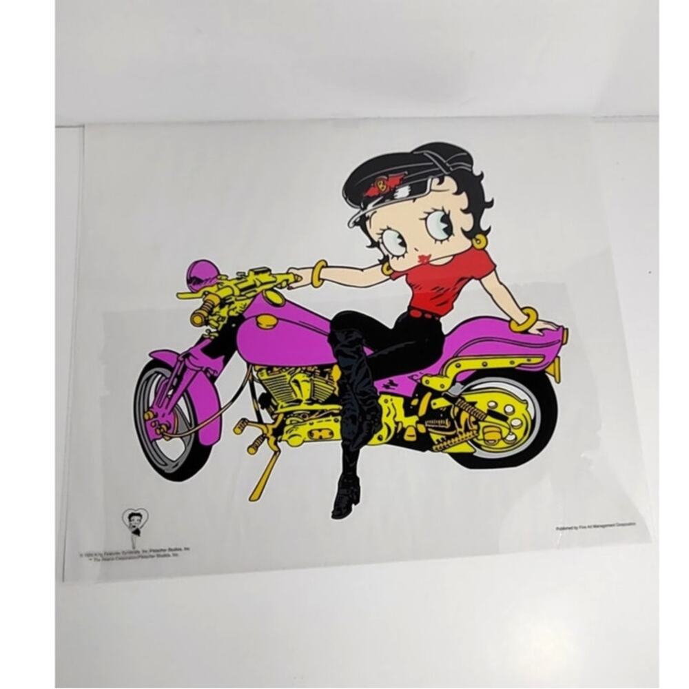 Betty Boop Limited Edition Motorcycle Moma Sericel Rare W/White Backdrop Artwork